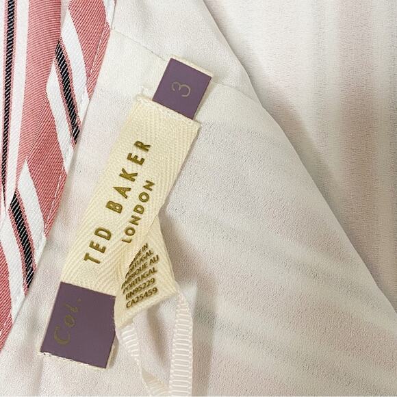 TED BAKER Coryn High Waist Ruffled Striped Pencil Midi Skirt - Picture 10 of 12